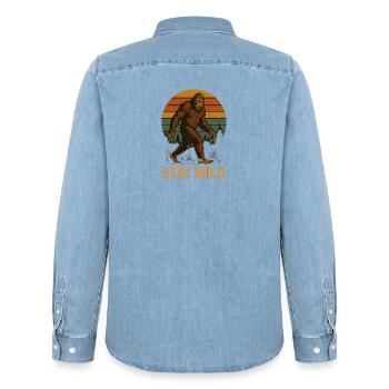 Restez sauvage - Chemise en denim homme bio Stanley/Stella - bleu clair délavé - Dos - AI Model Male 185 light (185cm)
