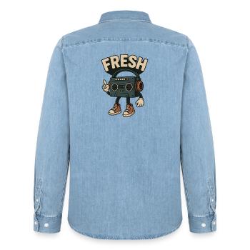 Frais - Chemise en denim homme bio Stanley/Stella - bleu clair délavé - Dos - AI Model Male 185 light (185cm)