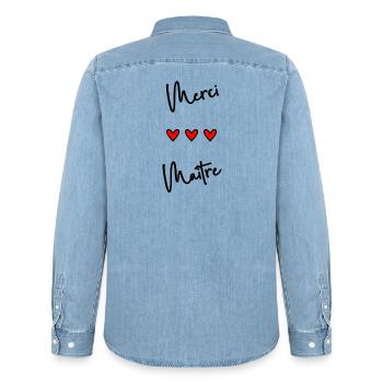 MASTER. MASTER - Men’s Organic Denim Shirt by Stanley/Stella - light wash - Back - AI Model Male 185 light (185cm)