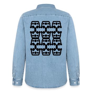 lamp-Type- design - Men’s Organic Denim Shirt by Stanley/Stella - light wash - Back - AI Model Male 185 light (185cm)