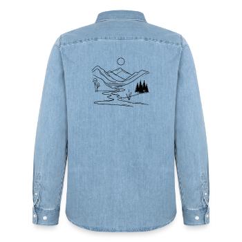 Évasion à Mystic Mountain - Chemise en denim homme bio Stanley/Stella - bleu clair délavé - Dos - AI Model Male 185 light (185cm)