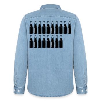 18 bouteilles de bière - Bière - 18 ans - 18e anniversaire - Chemise en denim homme bio Stanley/Stella - bleu clair délavé - Dos - AI Model Male 185 light (185cm)