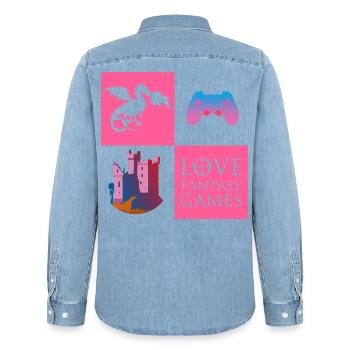 Jeu de dragon fantastique - Chemise en denim homme bio Stanley/Stella - bleu clair délavé - Dos - AI Model Male 185 light (185cm)