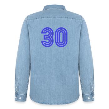 30. 30 YEARS. 30th ANNIVERSARY. 30 YEARS ANNIVERSARY. - Men’s Organic Denim Shirt by Stanley/Stella - light wash - Back - AI Model Male 185 light (185cm)