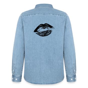 Doux baiser - Chemise en denim homme bio Stanley/Stella - bleu clair délavé - Dos - AI Model Male 185 light (185cm)