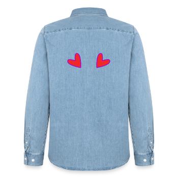 COEUR. FÊTE DES MÈRES. COEUR. BONNE FÊTE. MAMAN - Chemise en denim homme bio Stanley/Stella - bleu clair délavé - Dos - AI Model Male 185 light (185cm)