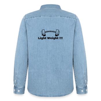Light Weight - Motivation - Männer Jeanshemd Organic von Stanley/Stella - verwaschenes Hellblau - Hinten - AI Model Male 185 light (185cm)