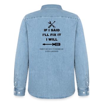 Bricoleur - Chemise en denim homme bio Stanley/Stella - bleu clair délavé - Dos - AI Model Male 185 light (185cm)
