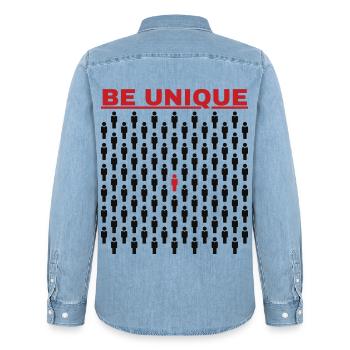 Soyez unique dans la foule - Chemise en denim homme bio Stanley/Stella - bleu clair délavé - Dos - AI Model Male 185 light (185cm)