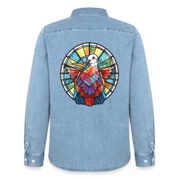 Taube buntes Aquarell Tier Haustier Illustration - Männer Jeanshemd Organic von Stanley/Stella - verwaschenes Hellblau - Hinten - AI Model Male 185 light (185cm)