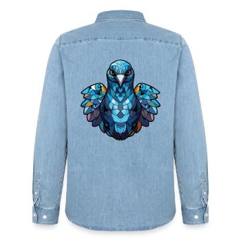 Taube buntes Aquarell Tier Haustier Illustration - Männer Jeanshemd Organic von Stanley/Stella - verwaschenes Hellblau - Hinten - AI Model Male 185 light (185cm)
