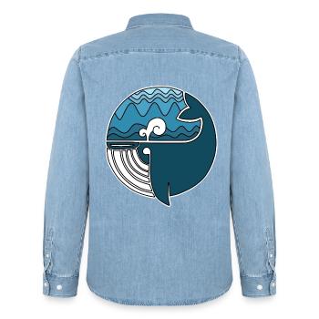 Faszinierender Walhai Ozeanbewohner - Männer Jeanshemd Organic von Stanley/Stella - verwaschenes Hellblau - Hinten - AI Model Male 185 light (185cm)
