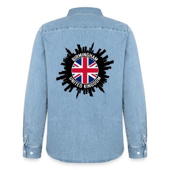 Birmingham Skyline UK Flagge Reise Souvenir - Männer Jeanshemd Organic von Stanley/Stella - verwaschenes Hellblau - Hinten - AI Model Male 185 light (185cm)