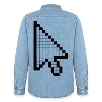 Computer Mauszeiger - Männer Jeanshemd Organic von Stanley/Stella - verwaschenes Hellblau - Hinten - AI Model Male 185 light (185cm)