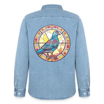 Taube Buntes Aquarell Tier Haustier Illustration - Männer Jeanshemd Organic von Stanley/Stella - verwaschenes Hellblau - Hinten - AI Model Male 185 light (185cm)