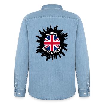 Reading Skyline UK Flagge Reisesouvenir - Männer Jeanshemd Organic von Stanley/Stella - verwaschenes Hellblau - Hinten - AI Model Male 185 light (185cm)