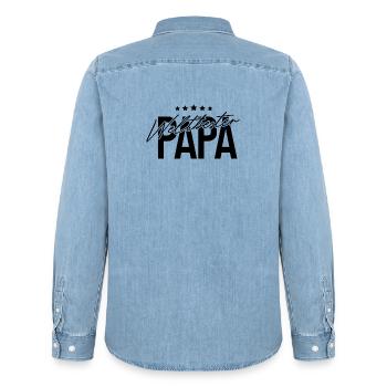 Weltbester Papa Vatertag Papa Motiv - Männer Jeanshemd Organic von Stanley/Stella - verwaschenes Hellblau - Hinten - AI Model Male 185 light (185cm)