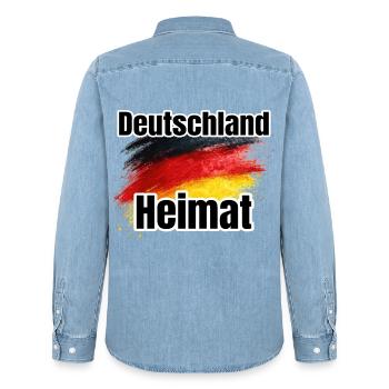 Deutschland Heimat Flaggenkunst - Männer Jeanshemd Organic von Stanley/Stella - verwaschenes Hellblau - Hinten - AI Model Male 185 light (185cm)