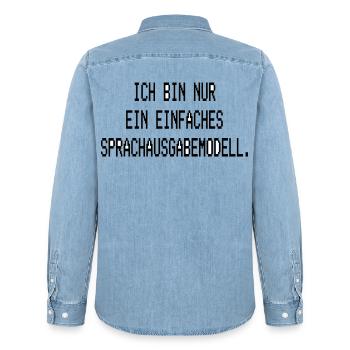 Ich bin nur ein einfaches Sprachausgabemodell - Männer Jeanshemd Organic von Stanley/Stella - verwaschenes Hellblau - Hinten - AI Model Male 185 light (185cm)