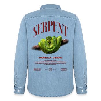 Green Tree Python Modern Reptile Keeper Streetwear - Männer Jeanshemd Organic von Stanley/Stella - verwaschenes Hellblau - Hinten - AI Model Male 185 light (185cm)