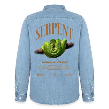 Green Tree Python Modern Reptile Keeper Streetwear - Männer Jeanshemd Organic von Stanley/Stella - verwaschenes Hellblau - Hinten - AI Model Male 185 light (185cm)