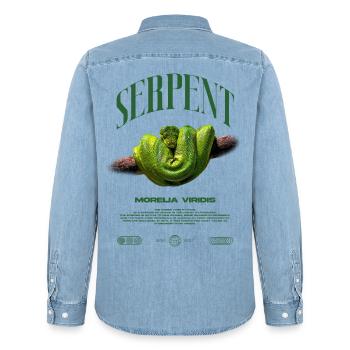 Green Tree Python Modern Reptile Keeper Streetwear - Männer Jeanshemd Organic von Stanley/Stella - verwaschenes Hellblau - Hinten - AI Model Male 185 light (185cm)