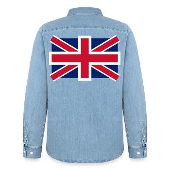 royaume_uni - Männer Jeanshemd Organic von Stanley/Stella - verwaschenes Hellblau - Hinten - AI Model Male 185 light (185cm)