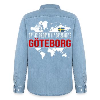 Göteborg - Männer Jeanshemd Organic von Stanley/Stella - verwaschenes Hellblau - Hinten - AI Model Male 185 light (185cm)