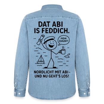 Abitur Strichmänchen Nordlicht Geschenkidee Abitur - Männer Jeanshemd Organic von Stanley/Stella - verwaschenes Hellblau - Hinten - AI Model Male 185 light (185cm)