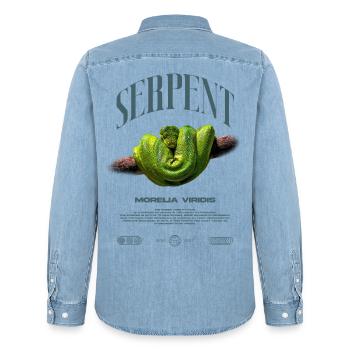 Green Tree Python Modern Reptile Keeper Streetwear - Männer Jeanshemd Organic von Stanley/Stella - verwaschenes Hellblau - Hinten - AI Model Male 185 light (185cm)