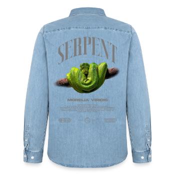 Green Tree Python Modern Reptile Keeper Streetwear - Männer Jeanshemd Organic von Stanley/Stella - verwaschenes Hellblau - Hinten - AI Model Male 185 light (185cm)