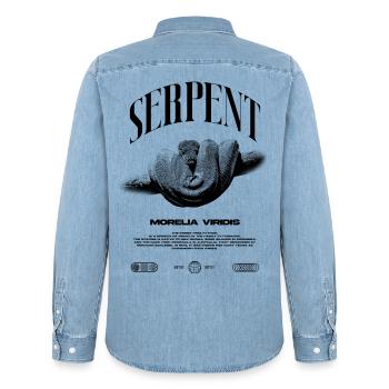 Green Tree Python Modern Reptile Keeper Streetwear - Männer Jeanshemd Organic von Stanley/Stella - verwaschenes Hellblau - Hinten - AI Model Male 185 light (185cm)