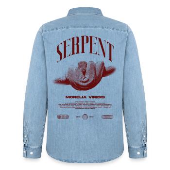 Green Tree Python Modern Reptile Keeper Streetwear - Männer Jeanshemd Organic von Stanley/Stella - verwaschenes Hellblau - Hinten - AI Model Male 185 light (185cm)