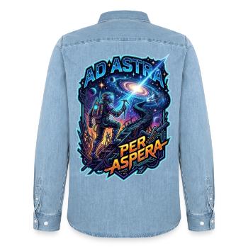 Ad_Astra_per_Aspera - Männer Jeanshemd Organic von Stanley/Stella - verwaschenes Hellblau - Hinten - AI Model Male 185 light (185cm)