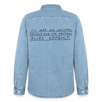 Erstmal alles gefühlt - Männer Jeanshemd Organic von Stanley/Stella - verwaschenes Hellblau - Hinten - AI Model Male 185 light (185cm)