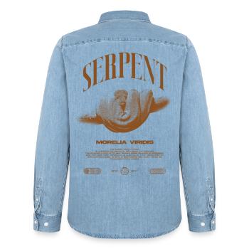 Green Tree Python Modern Reptile Keeper Streetwear - Männer Jeanshemd Organic von Stanley/Stella - verwaschenes Hellblau - Hinten - AI Model Male 185 light (185cm)