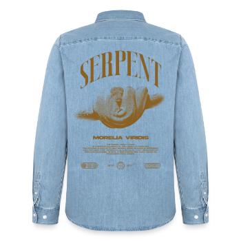 Green Tree Python Modern Reptile Keeper Streetwear - Männer Jeanshemd Organic von Stanley/Stella - verwaschenes Hellblau - Hinten - AI Model Male 185 light (185cm)