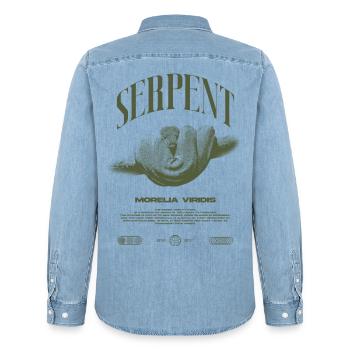Green Tree Python Modern Reptile Keeper Streetwear - Männer Jeanshemd Organic von Stanley/Stella - verwaschenes Hellblau - Hinten - AI Model Male 185 light (185cm)
