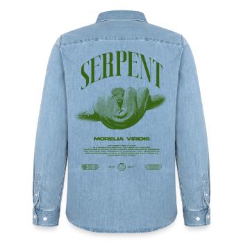 Green Tree Python Modern Reptile Keeper Streetwear - Männer Jeanshemd Organic von Stanley/Stella - verwaschenes Hellblau - Hinten - AI Model Male 185 light (185cm)
