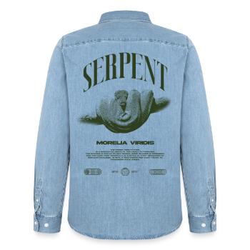 Green Tree Python Modern Reptile Keeper Streetwear - Männer Jeanshemd Organic von Stanley/Stella - verwaschenes Hellblau - Hinten - AI Model Male 185 light (185cm)