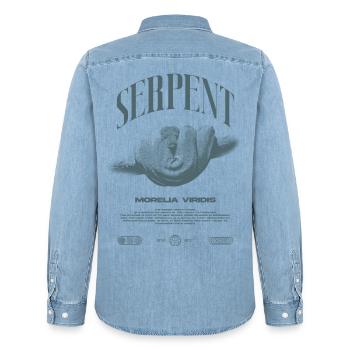 Green Tree Python Modern Reptile Keeper Streetwear - Männer Jeanshemd Organic von Stanley/Stella - verwaschenes Hellblau - Hinten - AI Model Male 185 light (185cm)