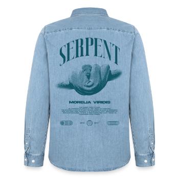 Green Tree Python Modern Reptile Keeper Streetwear - Männer Jeanshemd Organic von Stanley/Stella - verwaschenes Hellblau - Hinten - AI Model Male 185 light (185cm)
