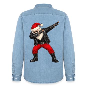 Weichnachten / Weichnachtsmann / Santa Dab - Männer Jeanshemd Organic von Stanley/Stella - verwaschenes Hellblau - Hinten - AI Model Male 185 light (185cm)