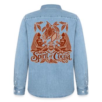 Spirit of Cocoa – Kakao Ritual & Boho Design - Männer Jeanshemd Organic von Stanley/Stella - verwaschenes Hellblau - Hinten - AI Model Male 185 light (185cm)