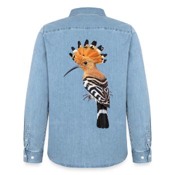 Wiedehopf Farbkrone Muster - Männer Jeanshemd Organic von Stanley/Stella - verwaschenes Hellblau - Hinten - AI Model Male 185 light (185cm)