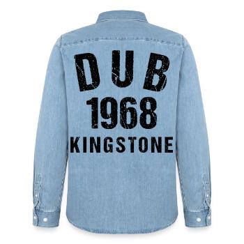 DUB 1968 Kingston - Männer Jeanshemd Organic von Stanley/Stella - verwaschenes Hellblau - Hinten - AI Model Male 185 light (185cm)