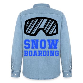 Snowboard Schriftzug Blau - Männer Jeanshemd Organic von Stanley/Stella - verwaschenes Hellblau - Hinten - AI Model Male 185 light (185cm)