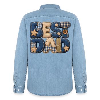 Best Dad – Papa Geschenk im 3D Patchwork Jeans - Männer Jeanshemd Organic von Stanley/Stella - verwaschenes Hellblau - Hinten - AI Model Male 185 light (185cm)