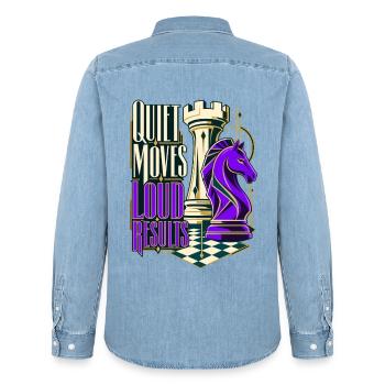 Leise Züge Laute Ergebnisse: Schach - Männer Jeanshemd Organic von Stanley/Stella - verwaschenes Hellblau - Hinten - AI Model Male 185 light (185cm)