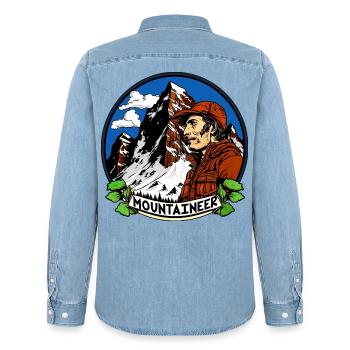 Bergsteiger Alpinisten Bergführer - Männer Jeanshemd Organic von Stanley/Stella - verwaschenes Hellblau - Hinten - AI Model Male 185 light (185cm)